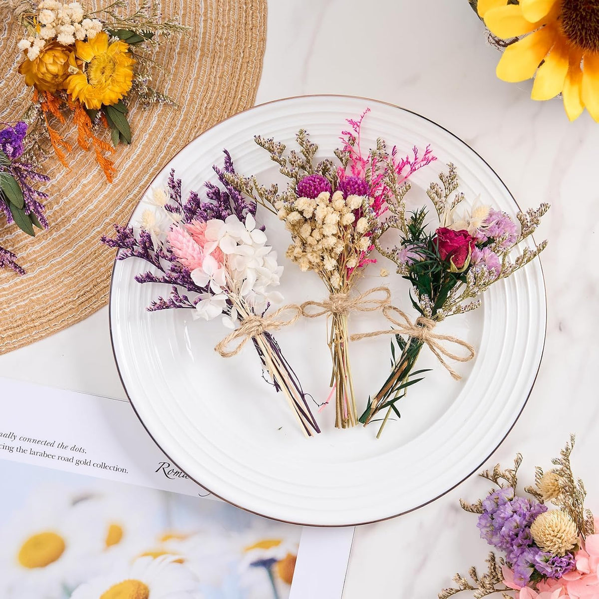 12/24 PCS Charming Mini Dried Flowers Bouquet for Vase