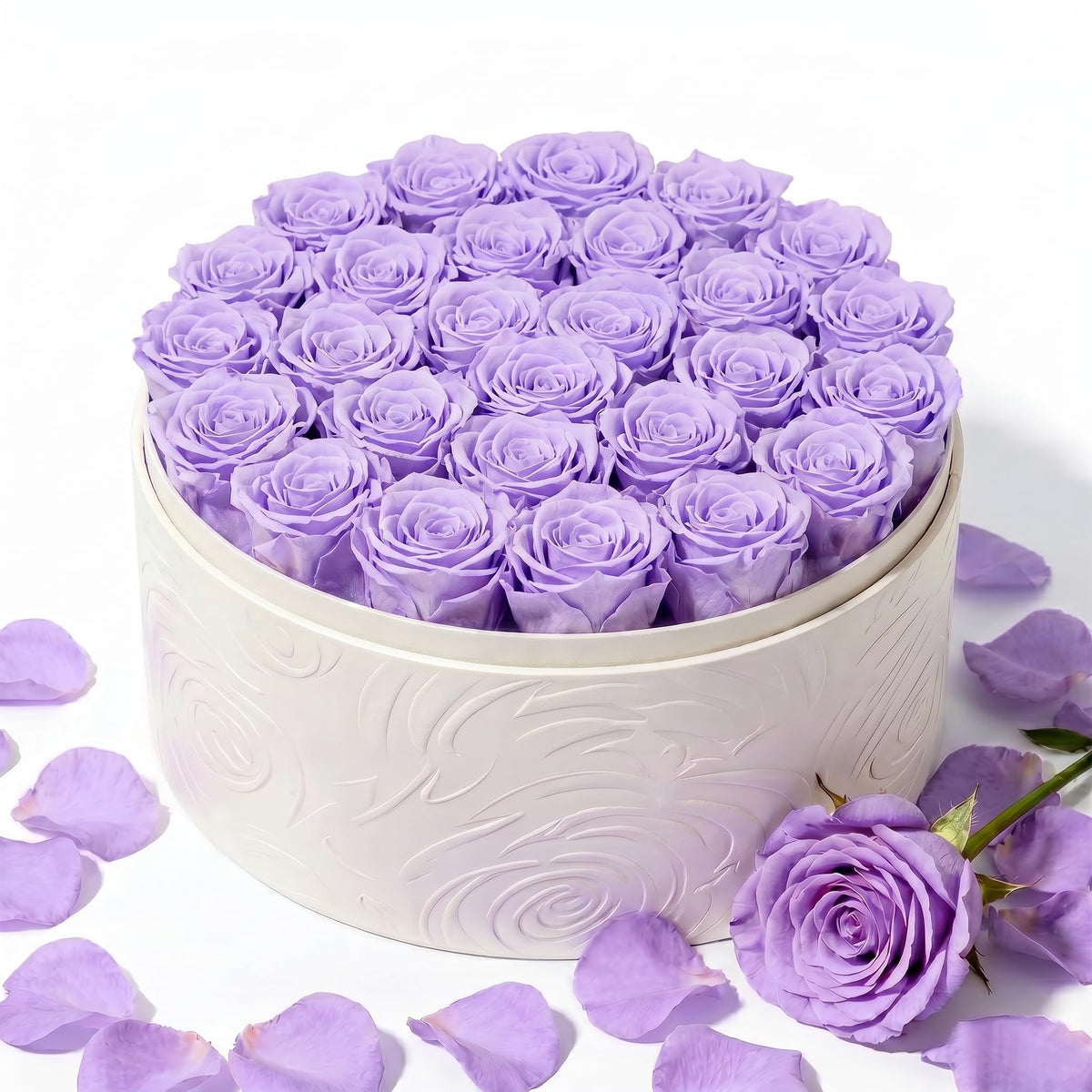 Rosaura Round Preserved Roses Gift Box (Pink, 7 Roses)