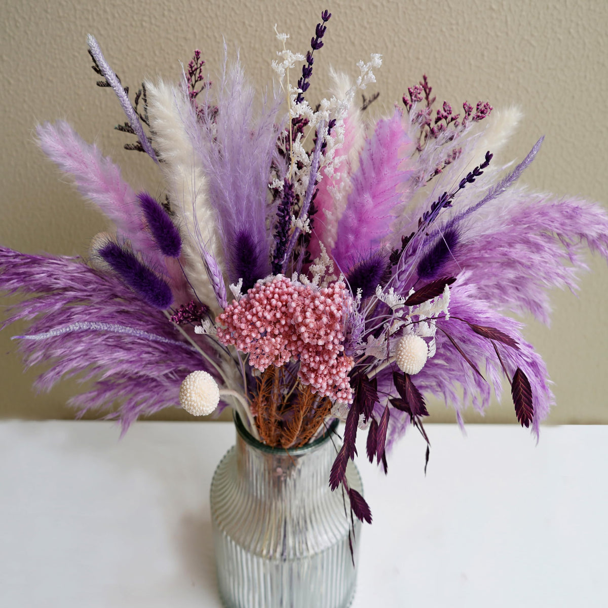 Natural Dried Pampas Grass Bouquet,17" - Boho Autumn Flower Arrangment with Millet Flower & Eucalyptus, Home, Wedding & Farmhouse Decor, DIY Assembly, Vase Not Included