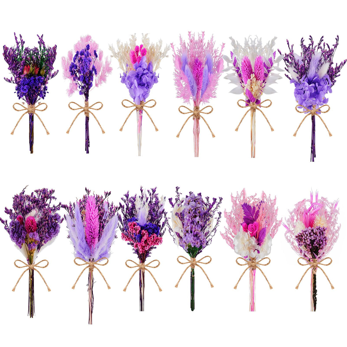 12/24 PCS Charming Mini Dried Flowers Bouquet for Vase