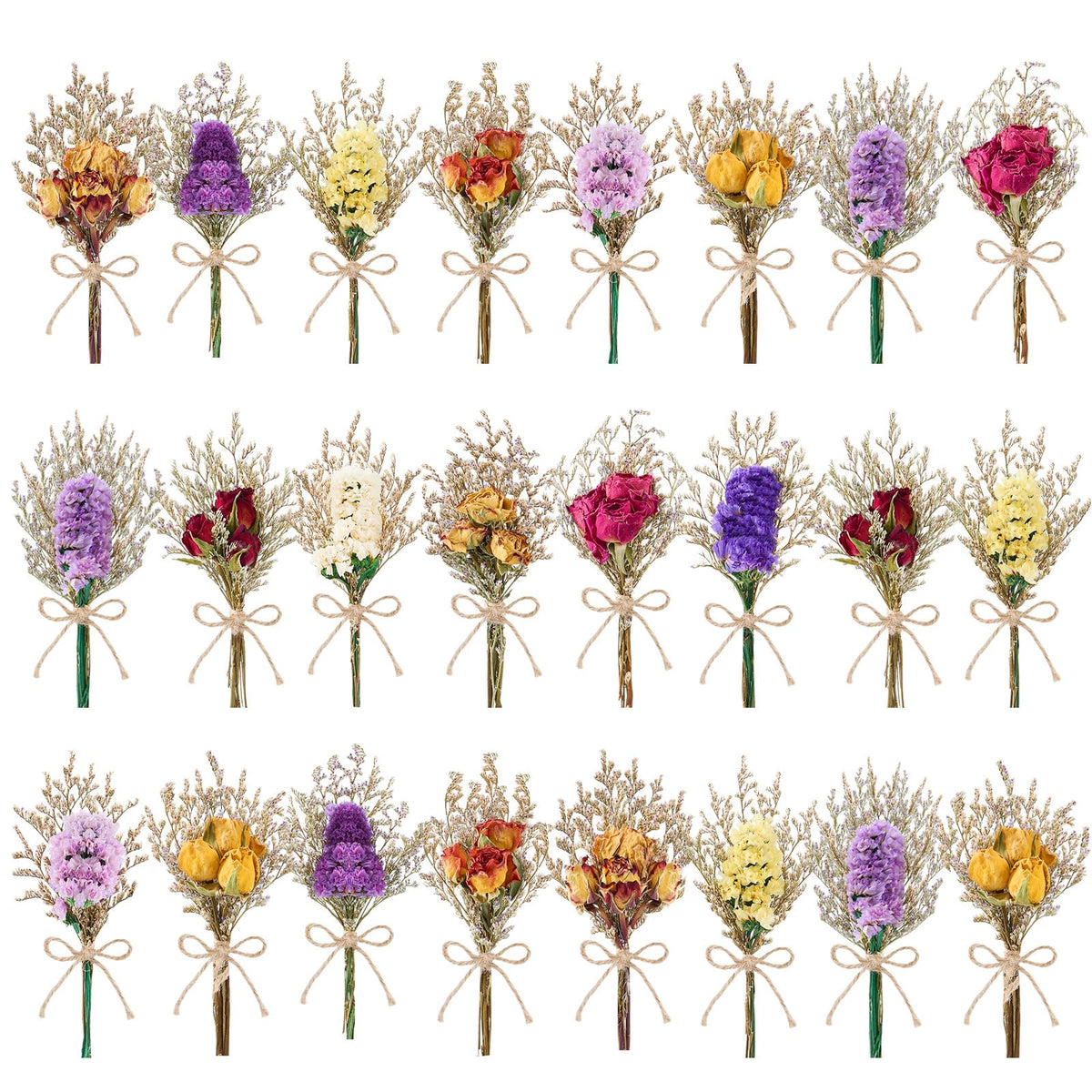 12/24 PCS Charming Mini Dried Flowers Bouquet for Vase