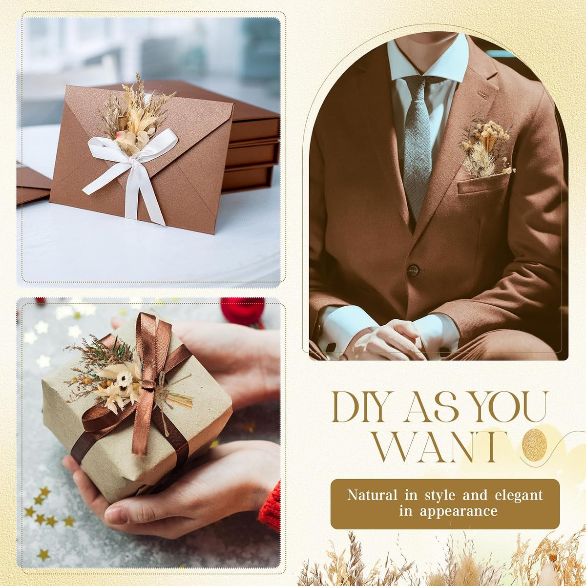 Layhit 12 Pcs Mini Dried Flower Bouquet Boho for Wedding,Rustic