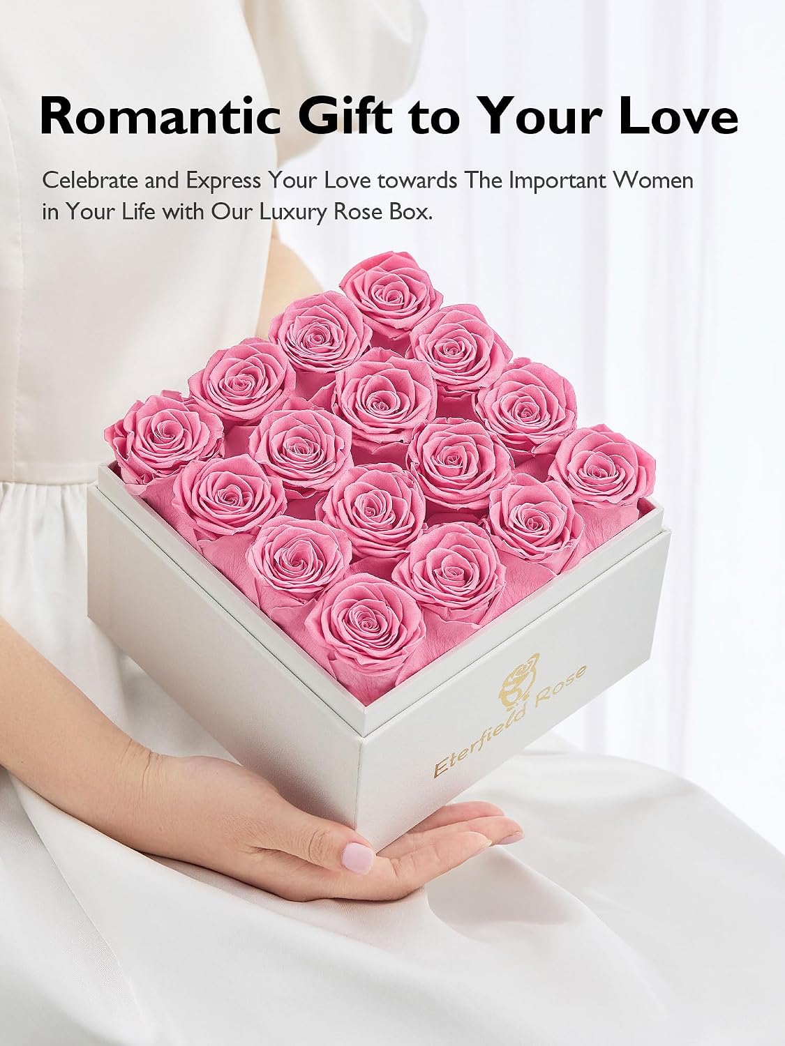 Forever Flower Preserved Rose that Last Over a Year Rose Box Pink