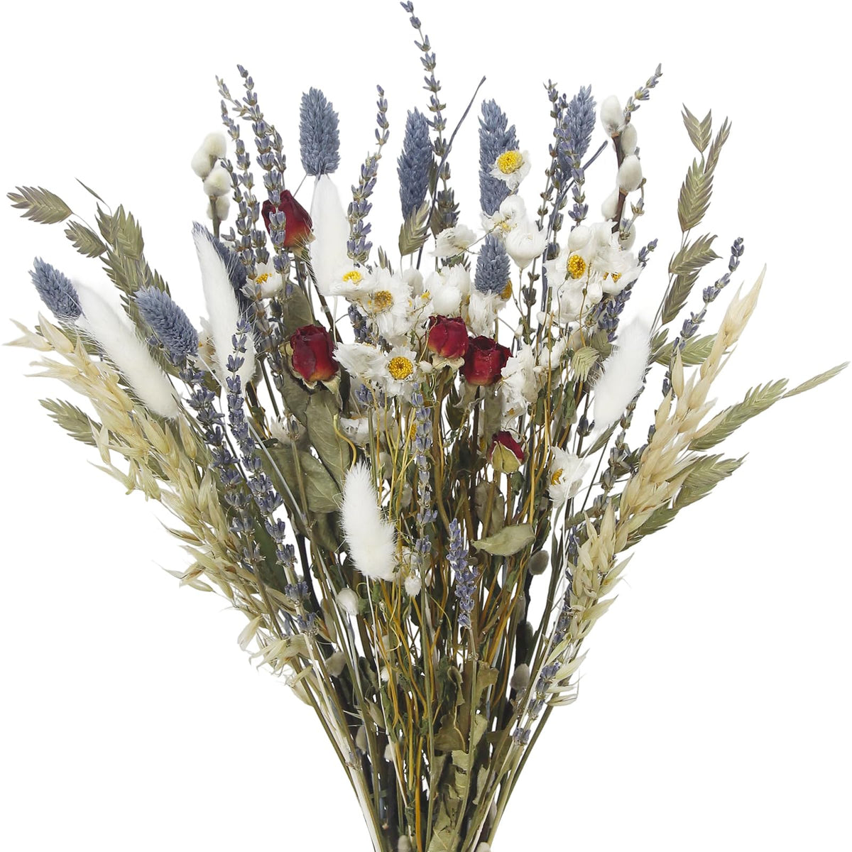 Dried Flowers Bouquet Dried Daisy Flowers Natural Lavender Dried Flowers Bunny Tails Gerber Daisies Flowers Wheat Stalks Floral Arrangements for Wedding Table Centerpiece Decor Farmhouse DIY