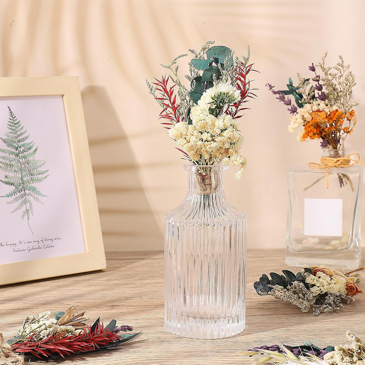 Fuyamp Mini Boho Dried Flower Bouquet Set of 6 Natural Dried Flowers