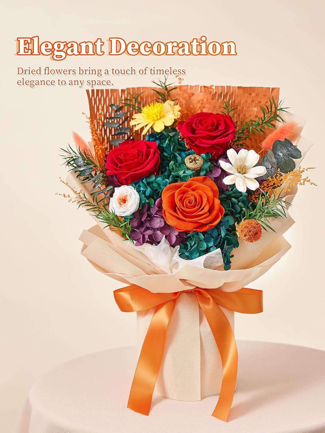 Flowers for Delivery Prime Preserved Flowers Bouquet Birthday Gifts, Orange