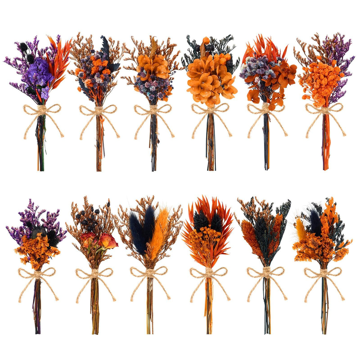 12/24 PCS Charming Mini Dried Flowers Bouquet for Vase