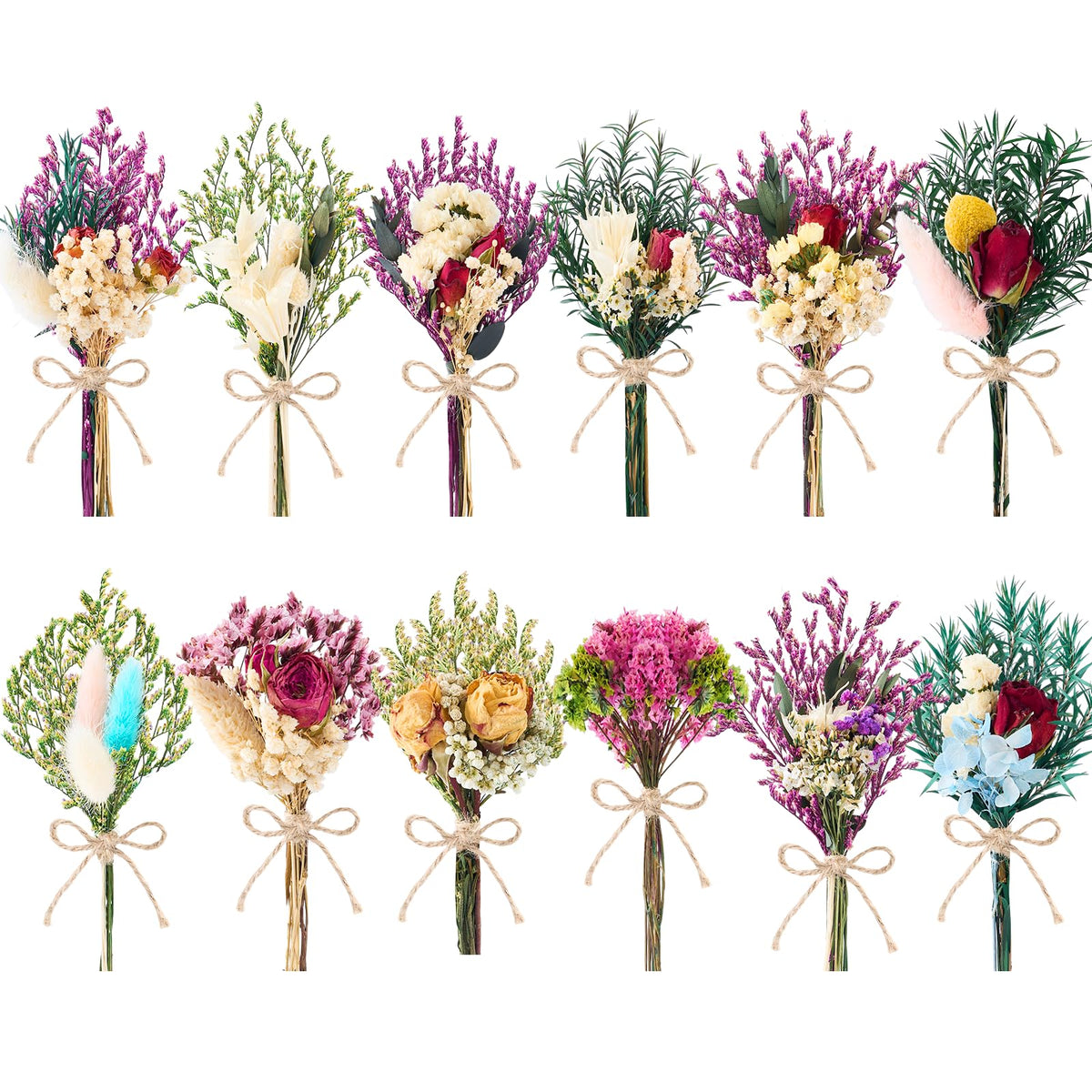 12/24 PCS Charming Mini Dried Flowers Bouquet for Vase