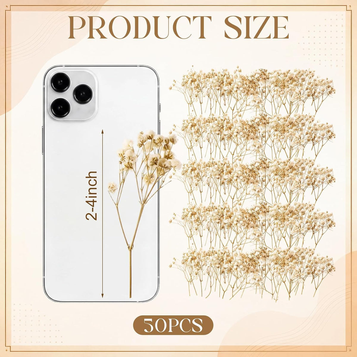Fumete Mini Dried Baby Breath Flowers Dried Flowers, Natural White, 50 Pcs