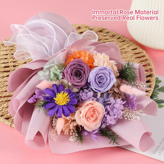 Forever Flowers for Delivery, Preserved Purple Rose Bouquet, Birthday Gift