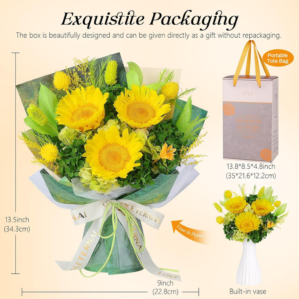Preserved Sunflower Bouquet, Flowers for Delivery, Gifts for Women Mom