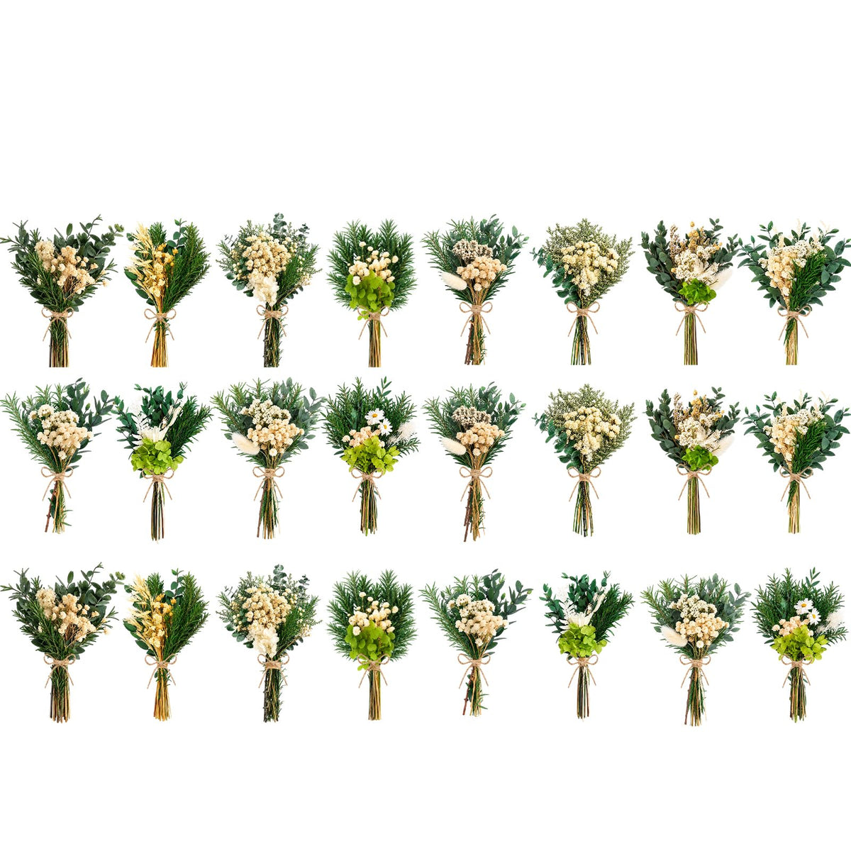 12/24PCS Handmade Dried Flower Bouquet with Stems Natural Dried Wildflowers 7.5 Inch Mini Dry Flowers for Vase Farmhouse Decor, Wedding Styling, Photography Props, Gift DIY(12pcs, Bright)