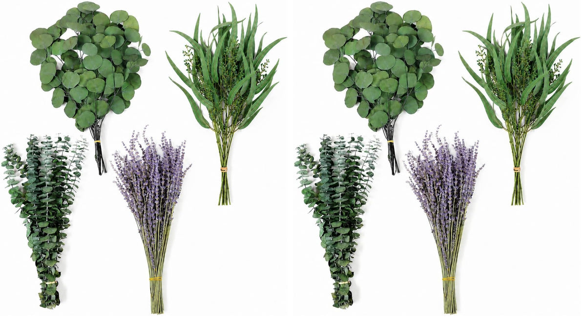 123 PCS Mixed Dried Eucalyptus & Lavender & Yellow Rose Flowers, 17''