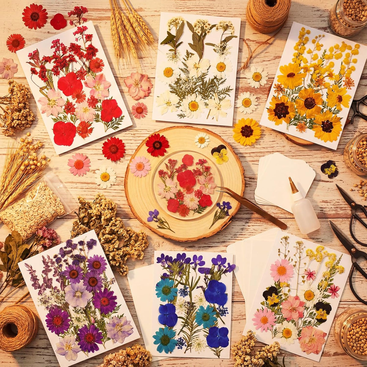 Dried Flowers for Resin, 106pcs Natural Flowers and Leaves Compressed