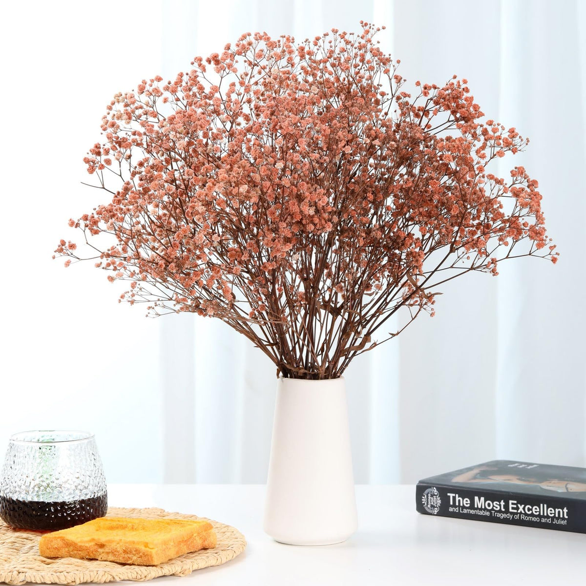 1800+ Babys Breath Dried Flowers Bouquet, 17" Brown for Fall Vase Decor