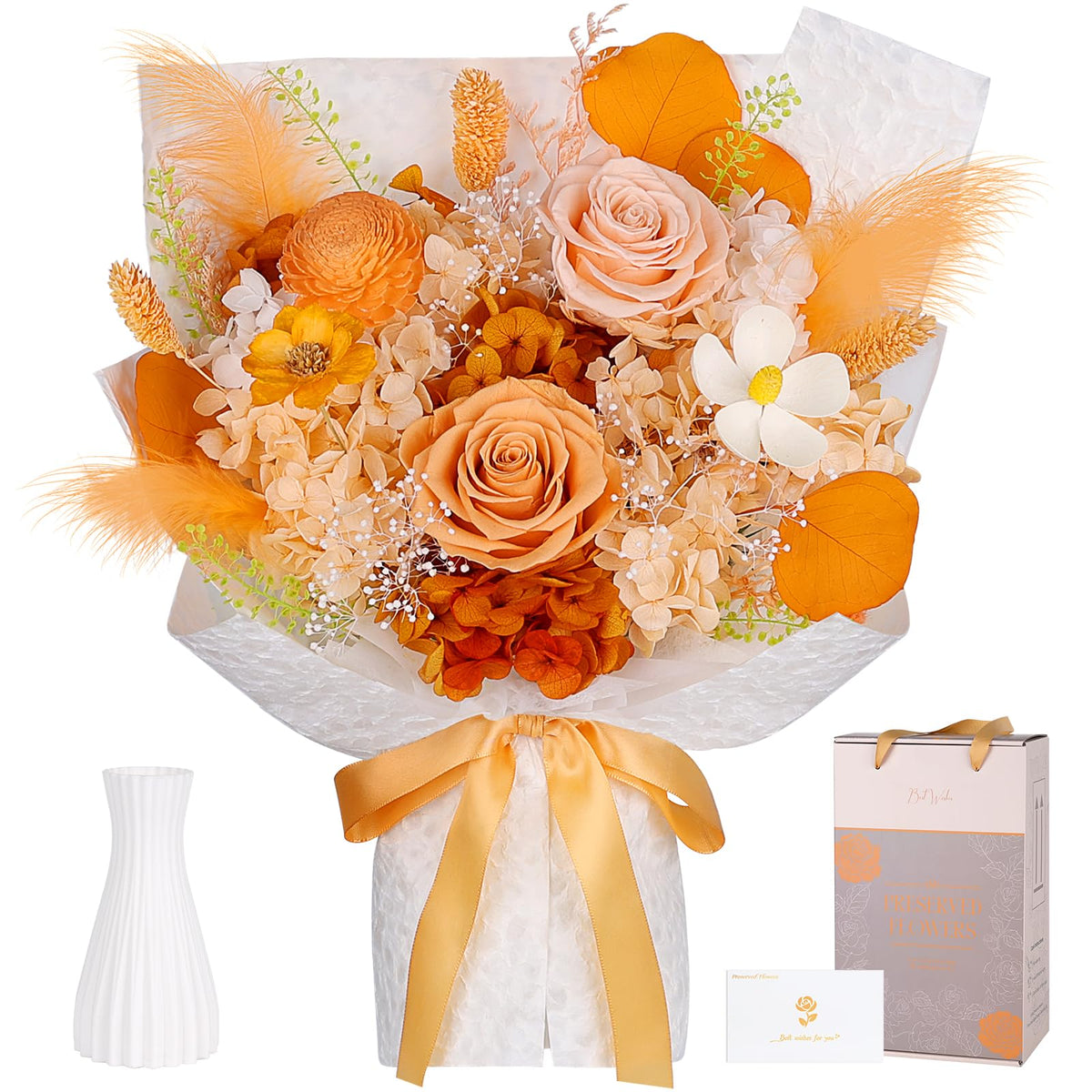 Preserved Flowers for Delivery, Champagne Flower Bouquet, Gifts for Grandma