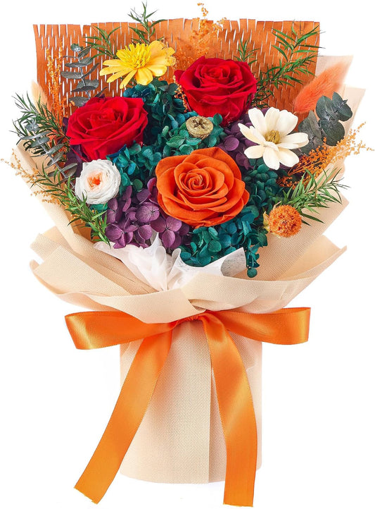 Flowers for Delivery Prime Preserved Flowers Bouquet Birthday Gifts, Orange