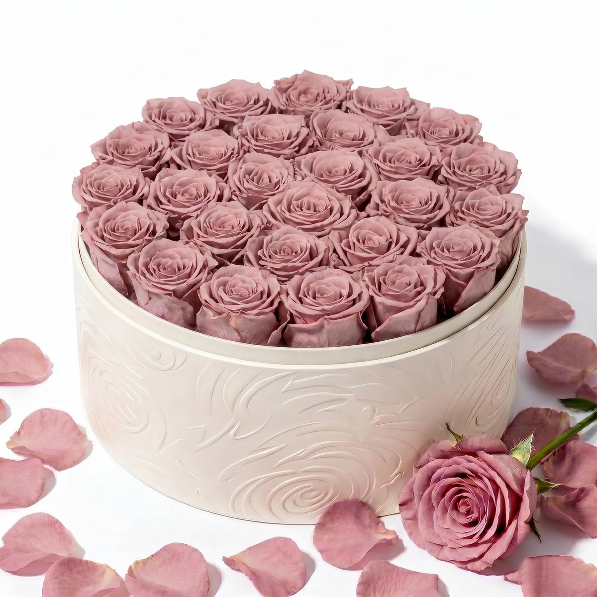 Rosaura Round Preserved Roses Gift Box (Pink, 7 Roses)