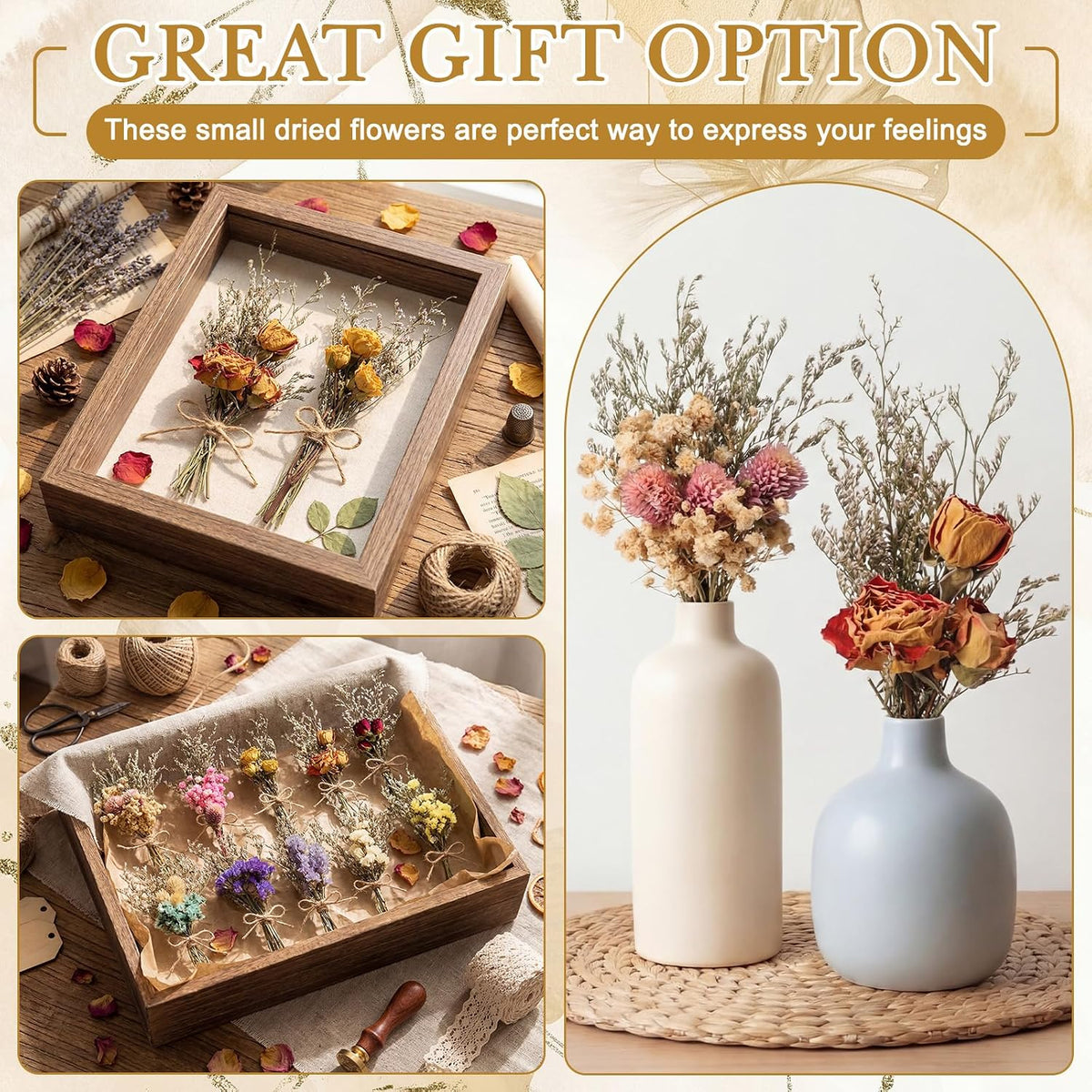 Riceshoot 30 Pack Boho Dried Flower Bouquet Bulk for Vase Crafts, Mini