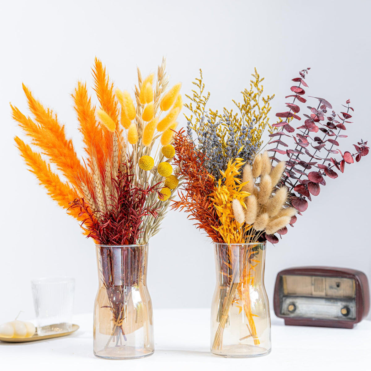 12 Kind Dried Flowers Set - Including Lavender, Eucalyptus, Wheat, Bunny Tails, Handmade for DIY Crafts, Vase Decor, Wedding/Home/Birthday/Seasonal Decor