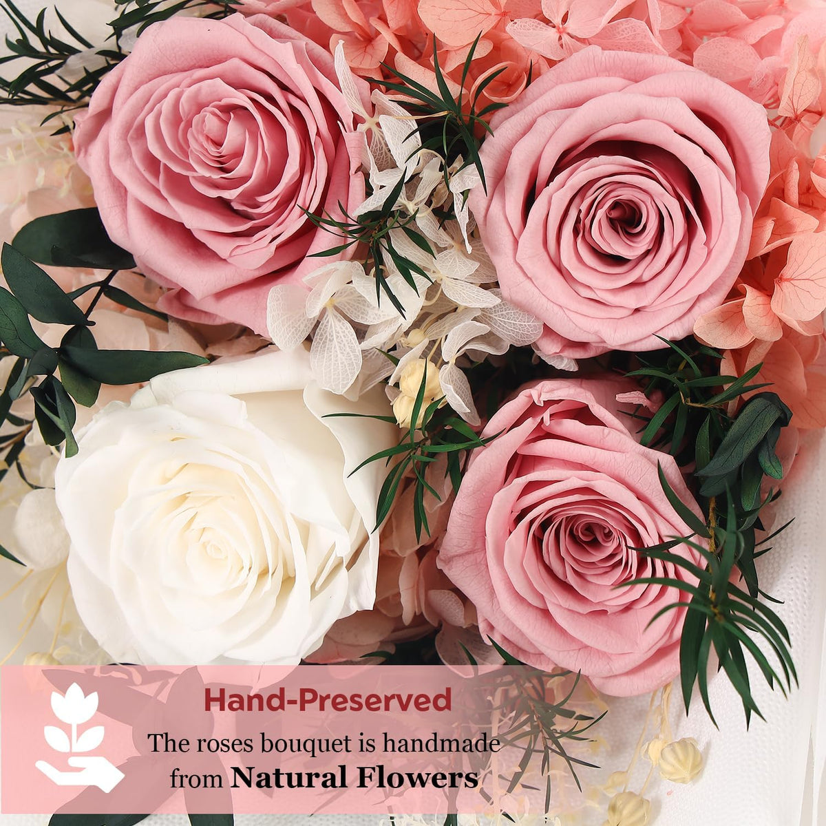 Forever Flowers for Delivery - Preserved Flowers Bouquet, Preserved Roses Bouquet Gifts for Women Anniversary Birthday Forever Pink Rose Gifts for Her Mom Grandma Wife Girlfriend Valentine