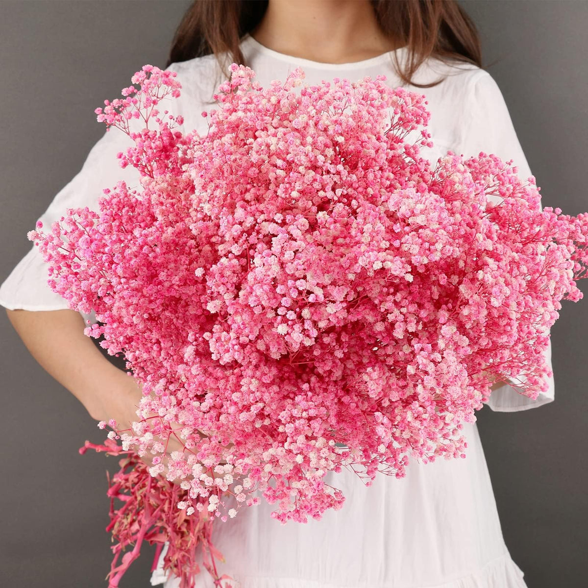 Dried Baby's Breath Flowers, 3 oz, 17.2 in, Ivory White Gypsophila Bouquet
