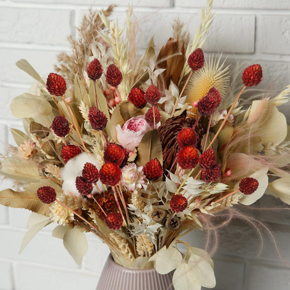 Rtteri 60 Pcs Red Dried Fall Flowers with Stems for Vase Bouquet Bulk