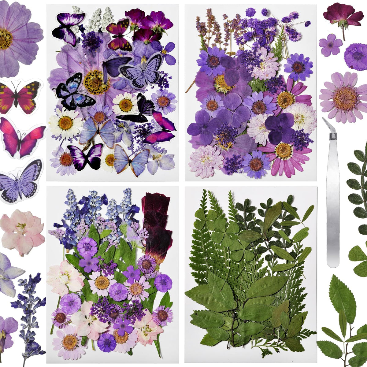 Dried Flowers for Resin, 106pcs Natural Flowers and Leaves Compressed