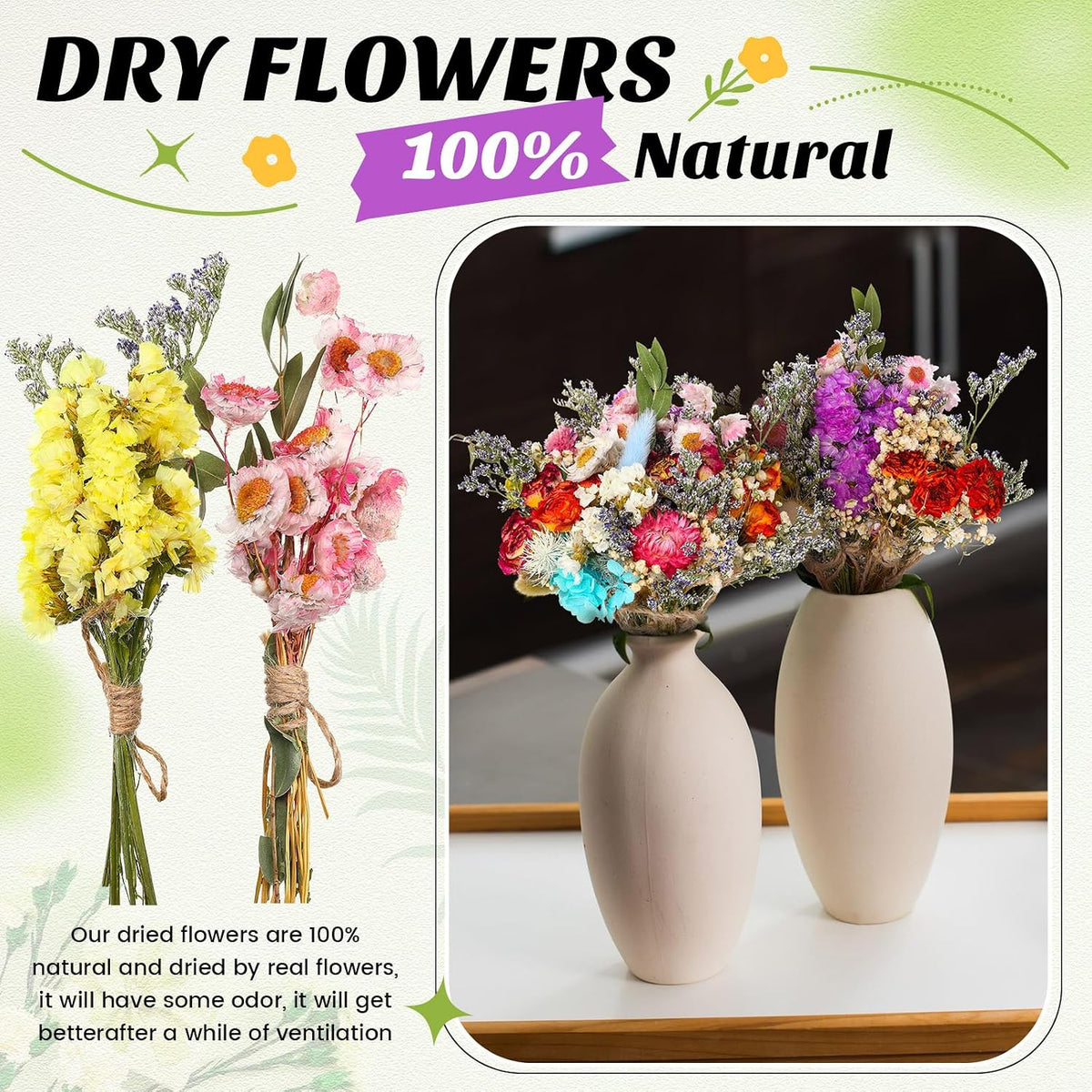 Nuanchu 30 Pcs Mini Dried Floral Flower Forget Me Not Bouquets