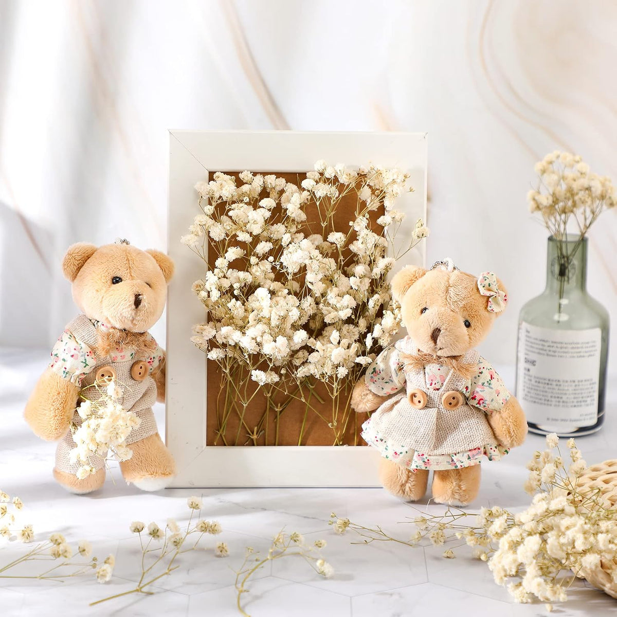Fumete Mini Dried Baby Breath Flowers Dried Flowers, Natural White, 50 Pcs