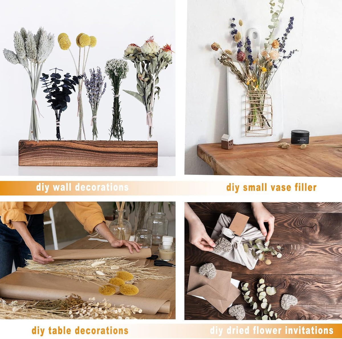 130Pcs Dried Flower Set, 12 Mixed Flowers for Floral Crafts & DIY Decor