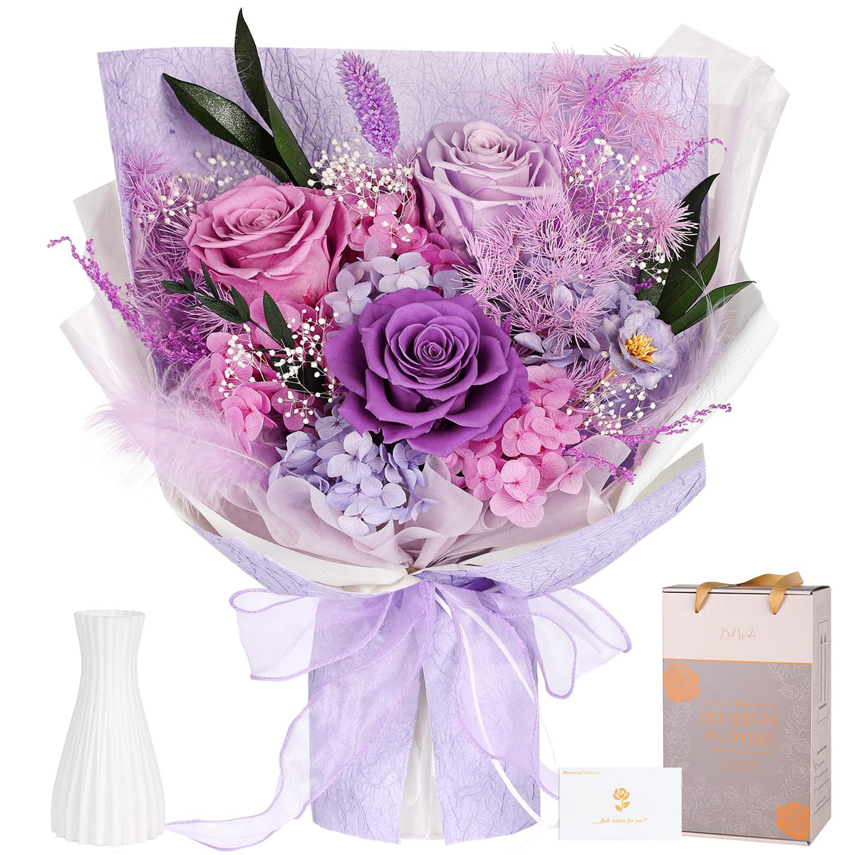 Preserved Flowers for Delivery, Orange Flower Bouquet, Gifts for Women Mom