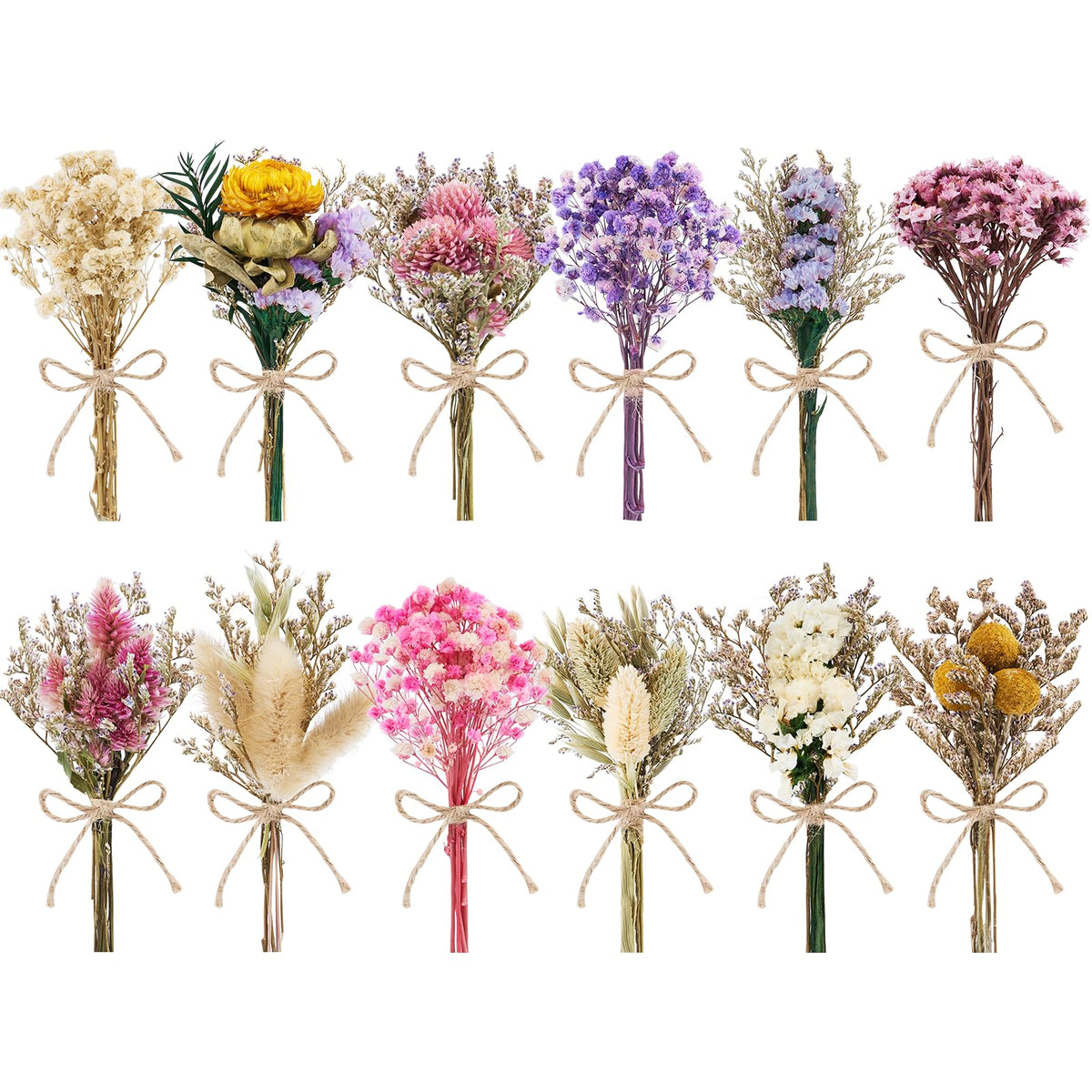 12/24 PCS Charming Mini Dried Flowers Bouquet for Vase
