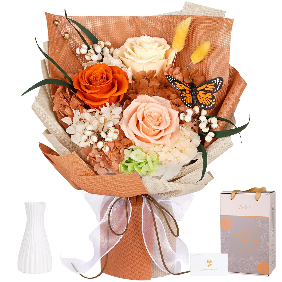 Preserved Flowers for Delivery, Champagne Flower Bouquet, Gifts for Grandma