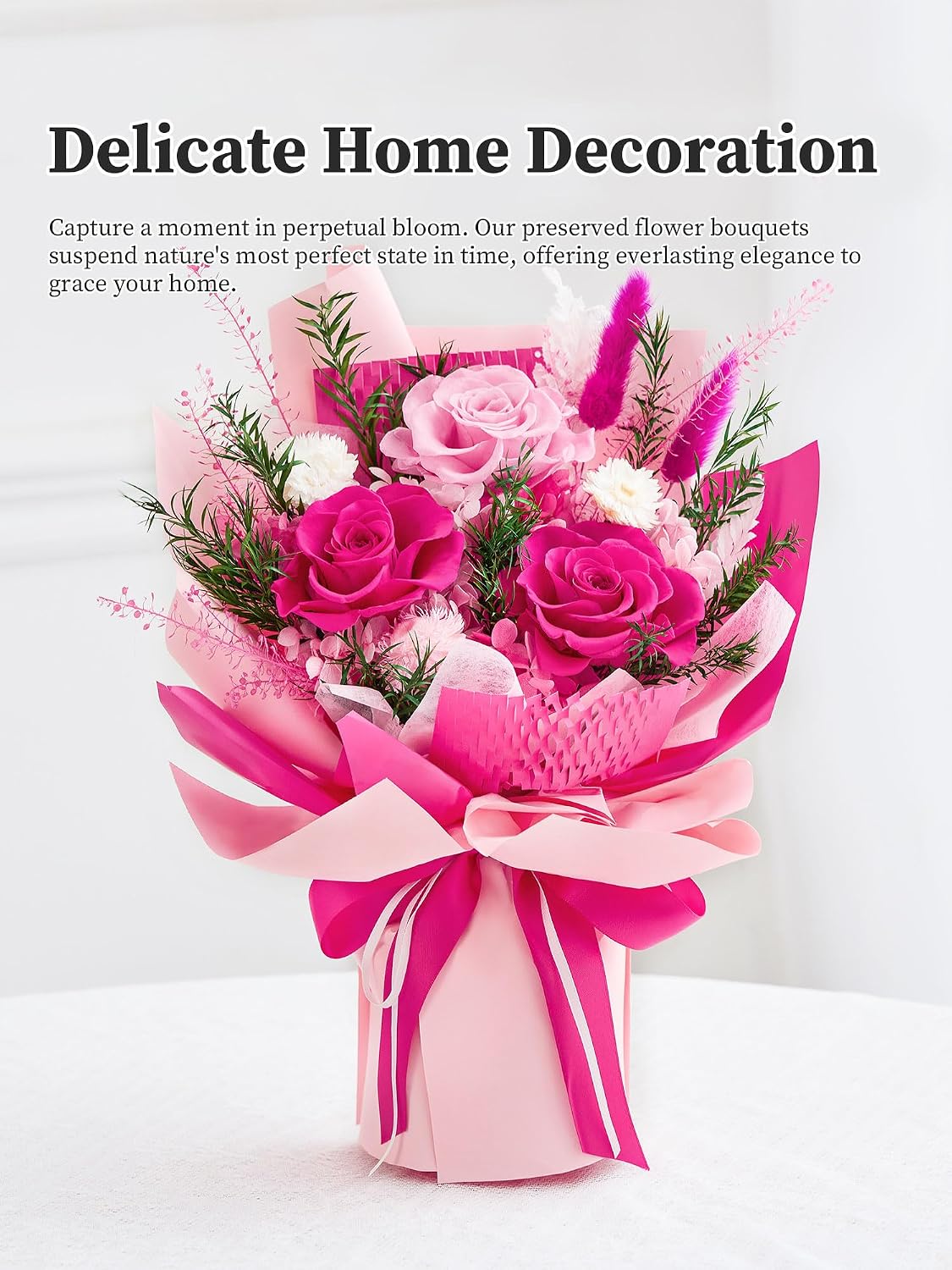 Preserved Flowers Bouquet, Flowers for Delivery,Long-Lasting Real Rose