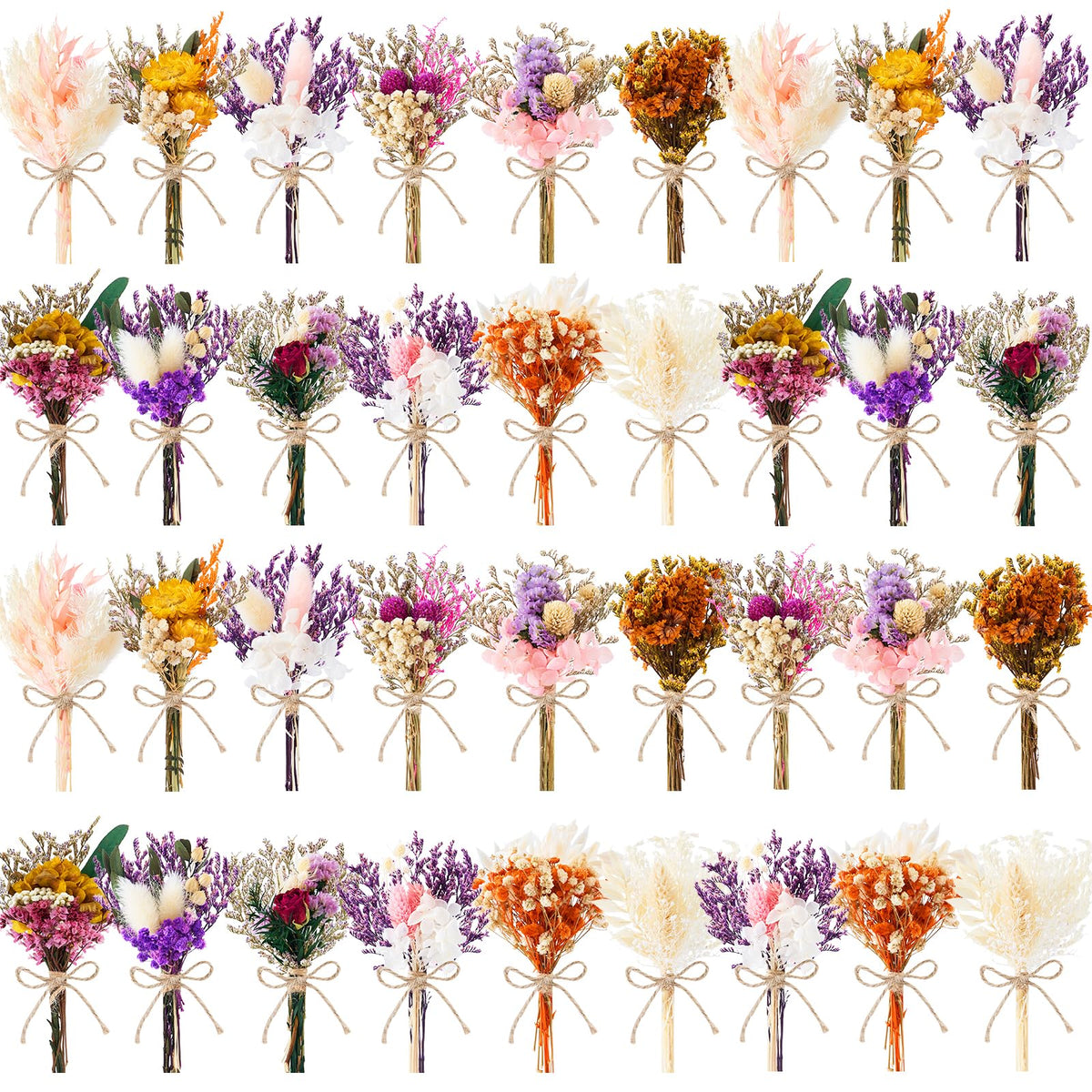 12/24 PCS Charming Mini Dried Flowers Bouquet for Vase