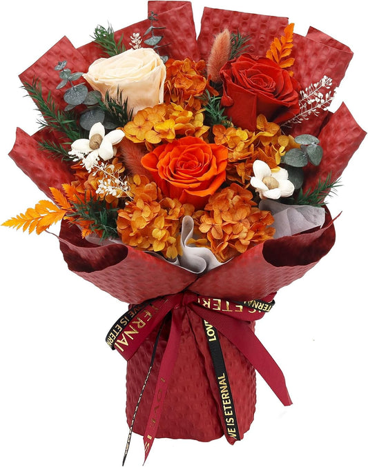 VTJMB Flowers for Delivery Prime Tomorrow, Preserved Flower Bouquet with Box, Birthday Dried Flowers Gift for Women, for Mom, Wife, Grandma, Friends，Red