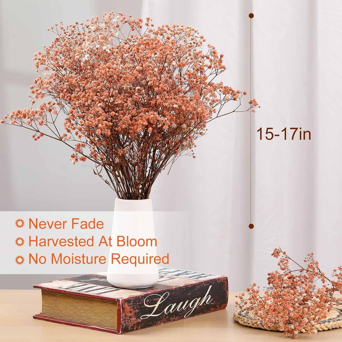 1800+ Babys Breath Dried Flowers Bouquet, 17" Brown for Fall Vase Decor