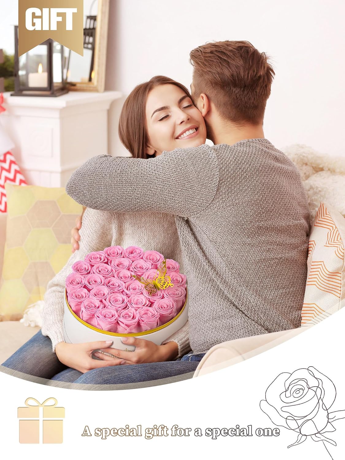 27 Preserved Roses in a Box Forever Flowers for Delivery Prime, Pink