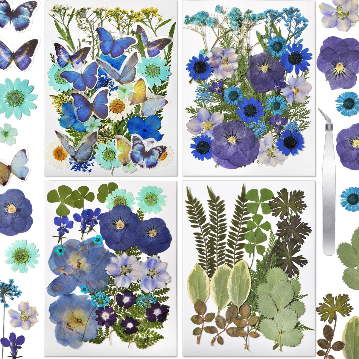 Dried Flowers for Resin, 106pcs Natural Flowers and Leaves Compressed