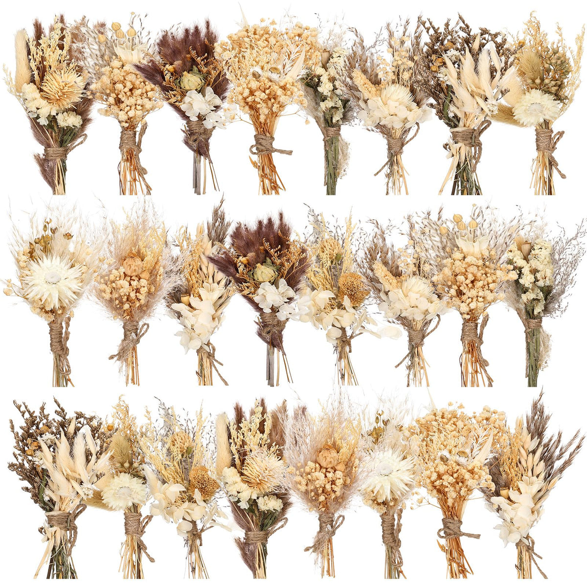 Layhit 24 Pcs Mini Dried Flower Bouquets Boho for Vase, Vivid