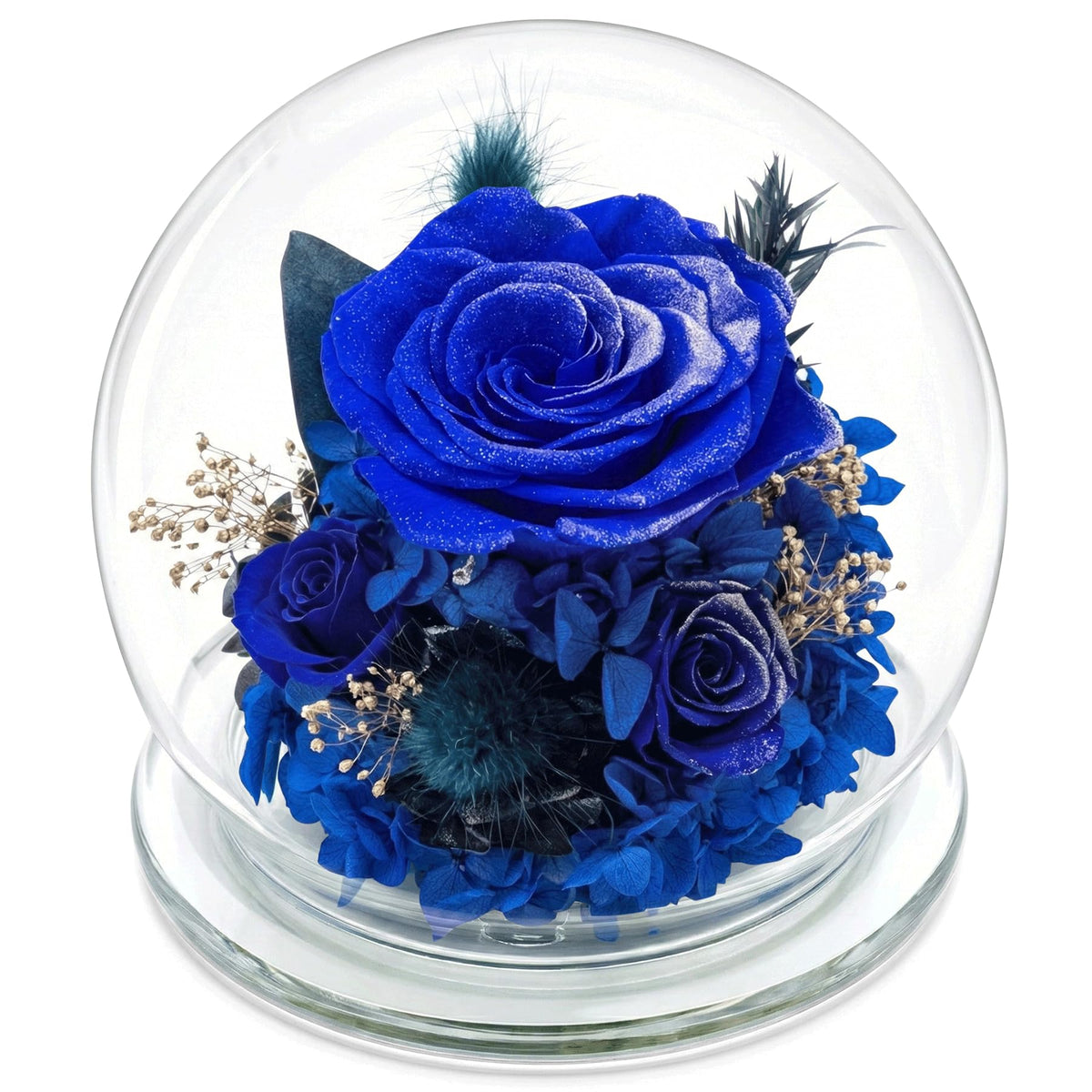 Forever Flowers Preserved Roses Prime Delivery, with Light in Glass Dome for Mom Grandma Wife Girlfriend, Purple Flower for Mother's Day, Valentine's Day, Anniversary, Birthday