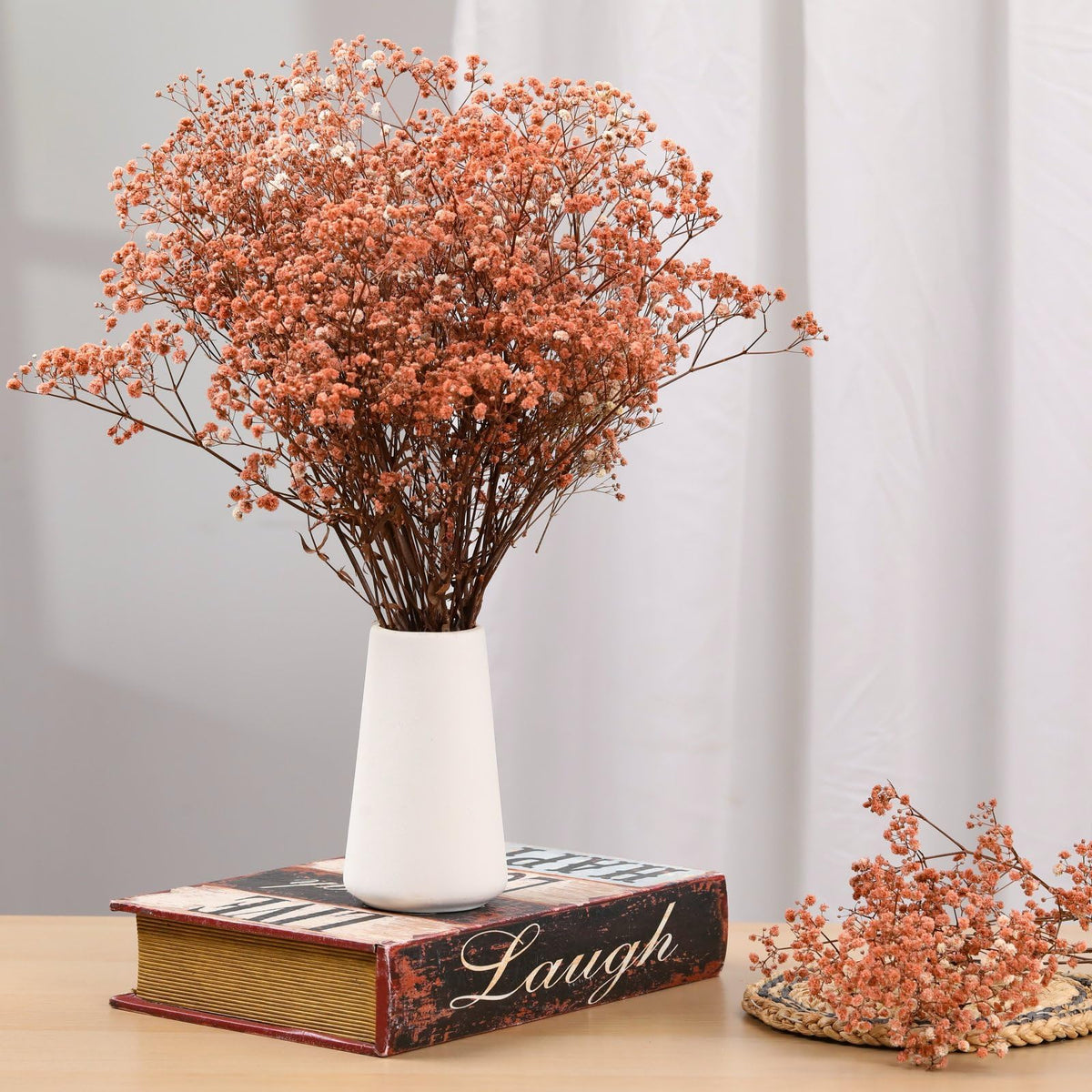 1800+ Babys Breath Dried Flowers Bouquet, 17" Brown for Fall Vase Decor