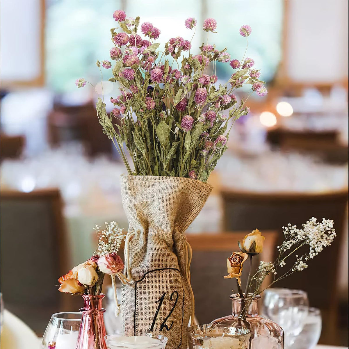 CISDUEO Dried Flower Pink Globe Amaranth Dried Flowers Bundles Natural Dried Flowers Bouquet for Wedding Table Vase Decor Boho DIY Wreath Floral Home Office Party Garden Decoration