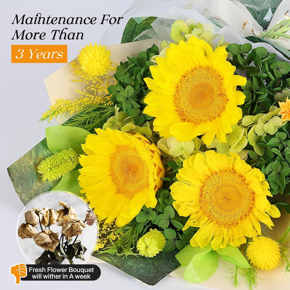 Preserved Sunflower Bouquet, Flowers for Delivery, Gifts for Women Mom