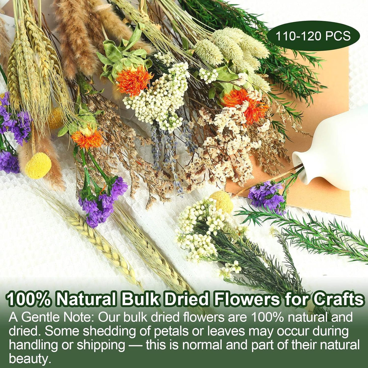 13 Kinds Mini Dried Flower Bouquet, 5-8" Boho Brown for Crafts, Vase Filler
