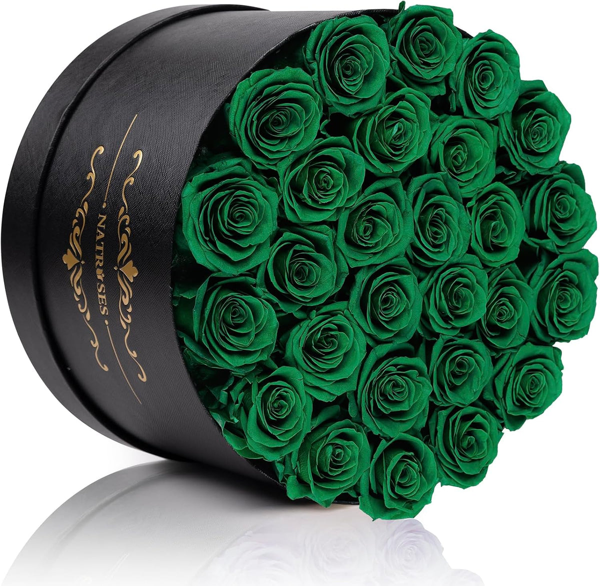 NATROSES Gifts for Her 27 Piece Forever Preserved Roses in a Box, Preserved Flowers for Delivery Birthday, Flowers Gifts for Mothers Day, Forest Green