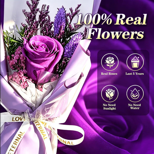 Preserved Flowers for Delivery,Purple Rose Bouquet Gift for Women and Mom,Preserved Flowers Bouquet,Birthday Flowers Gifts Grandma Wife Friends,Roses Gift Valentine’s Day Mothers Day