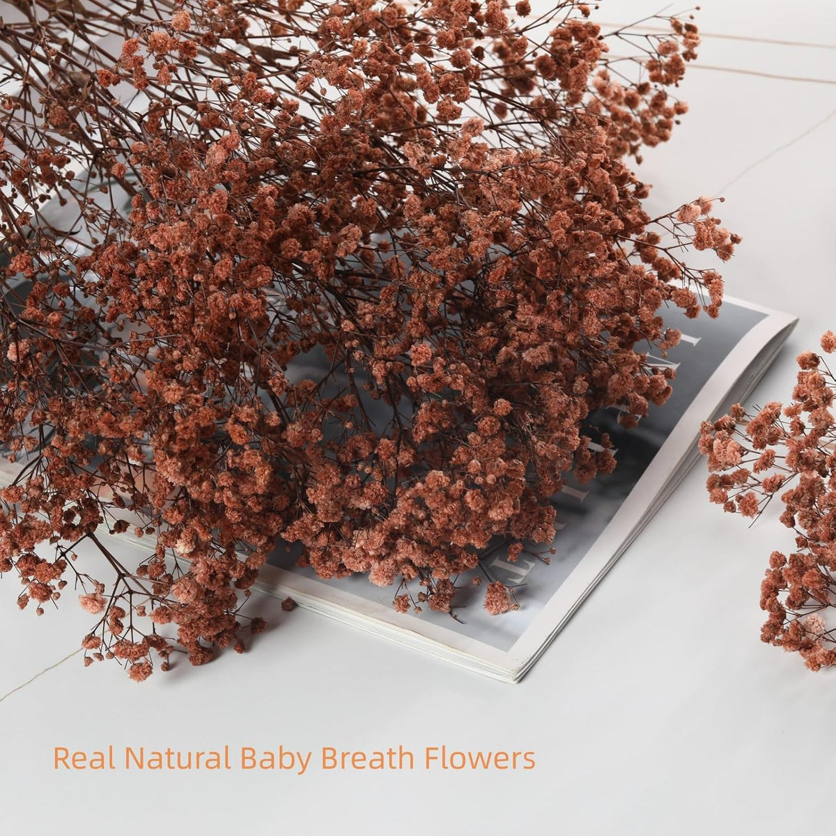 1800+ Babys Breath Dried Flowers Bouquet, 17" Brown for Fall Vase Decor