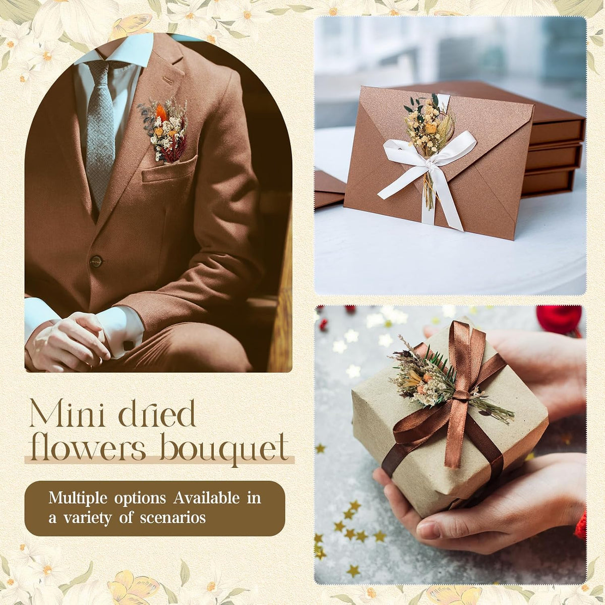 Layhit 12 Pcs Mini Dried Flower Bouquet Boho for Wedding,Bright